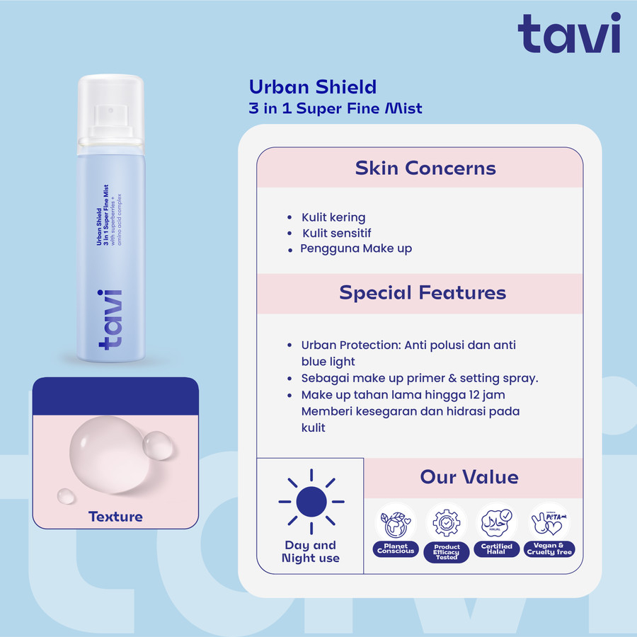 Tavi Urban Shield 3 in 1 Super Fine Mist with Superberries + Amino Acid Complex 90ml