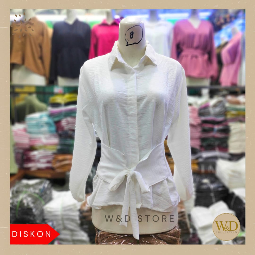 Kemeja Blouse wanita polos lengan panjang crincle airflow premium