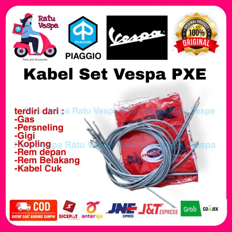 Kabel Set Kopling Gas Persneling lengkap import MAK vespa PX Excel