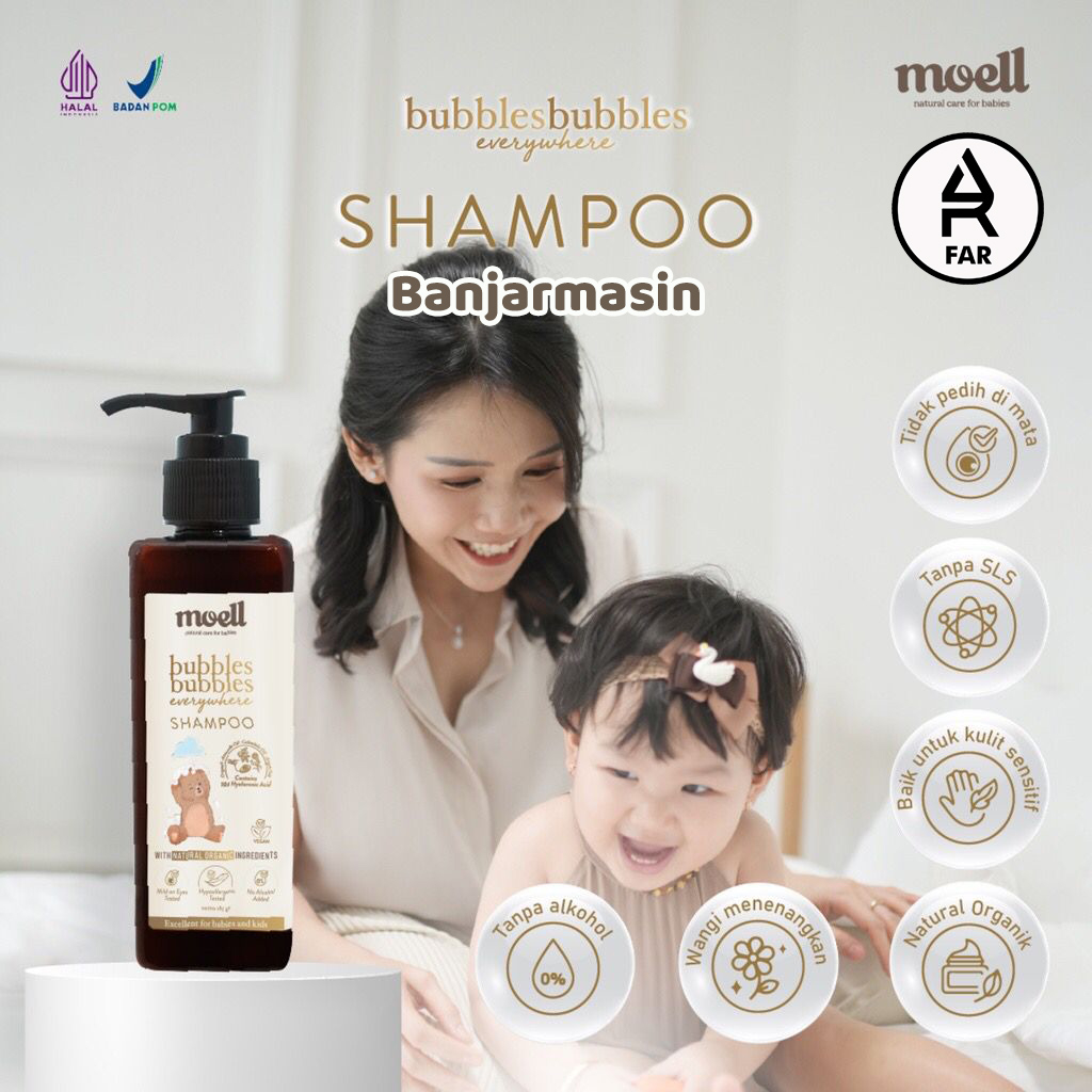 Moell Bubbles Bubbles Everywhere Shampoo 185gr / Shampo bayi / natural organic/ SLS free / Alkohol Free / Essensial Oil