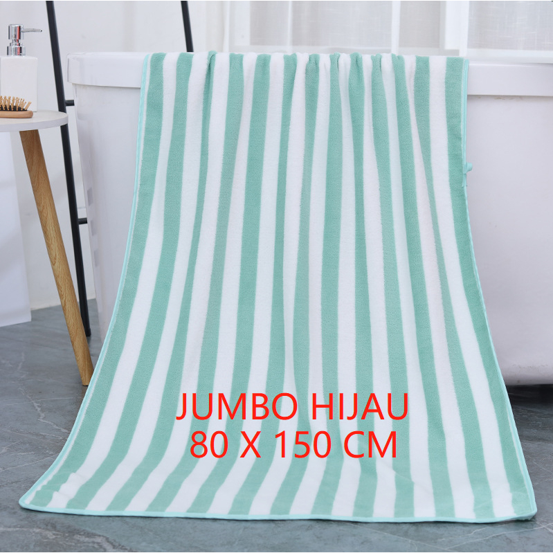 TBOSS [80X150cm] Handuk Mandi Extra Besar Dewasa Handuk Polos Serat Air Microfiber-SALUR HIJAU