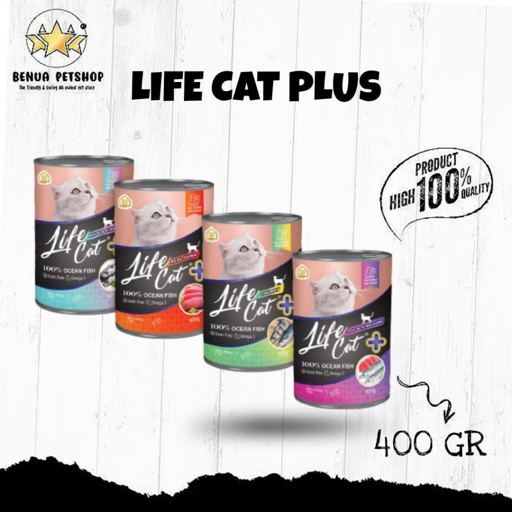 MAKANAN KUCING KALENG LIFE CAT PLUS 400GR - ALL VARIAN