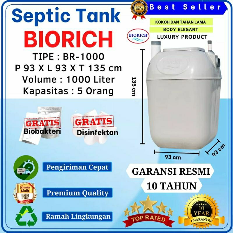 Tangki spiteng biotech, septic tank ramah lingkungan, septictank BIORICH 1000L