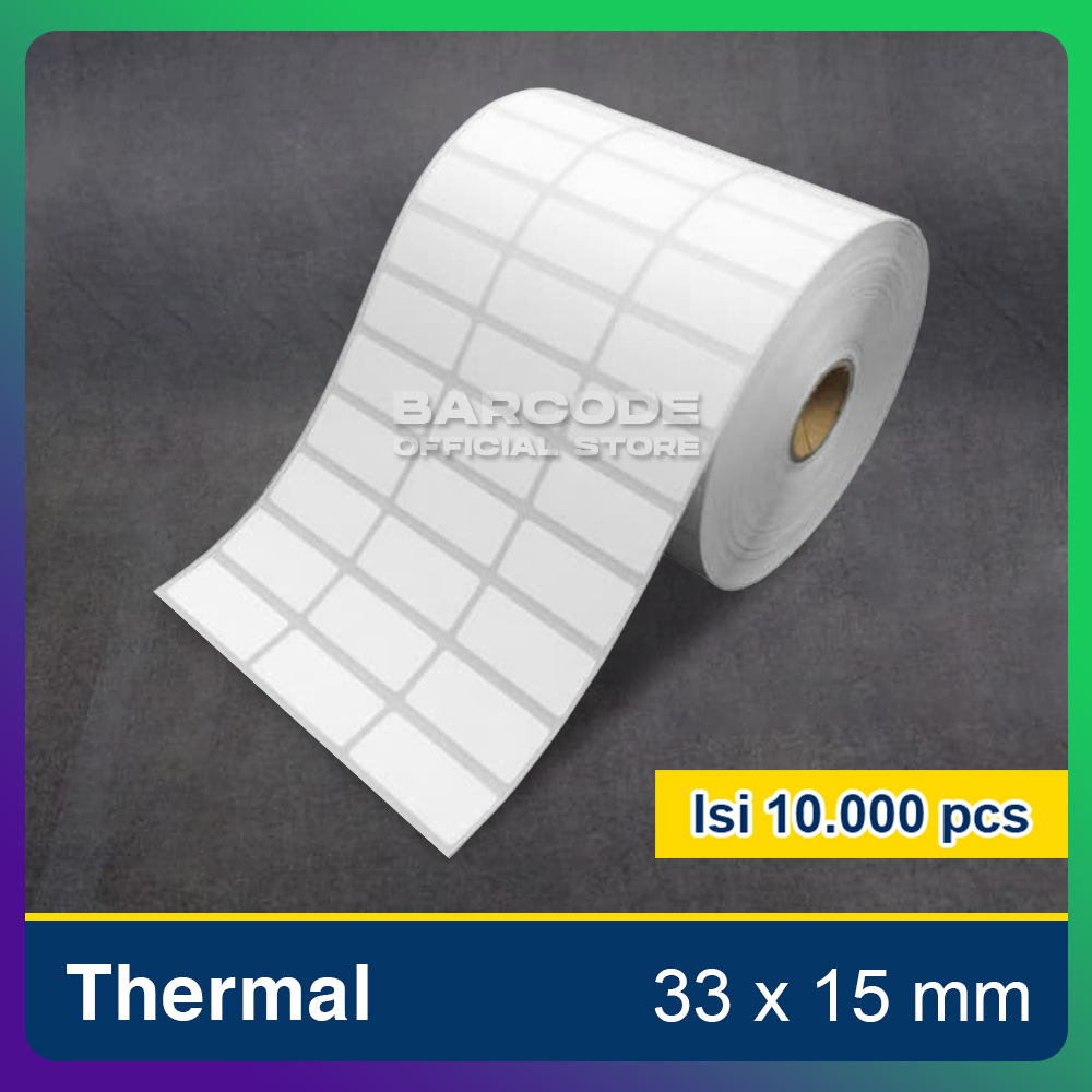 

Label Thermal 33 x 15 mm 3 Line Stiker Barcode 33x15 mm Core 1" inch 10.000 pcs