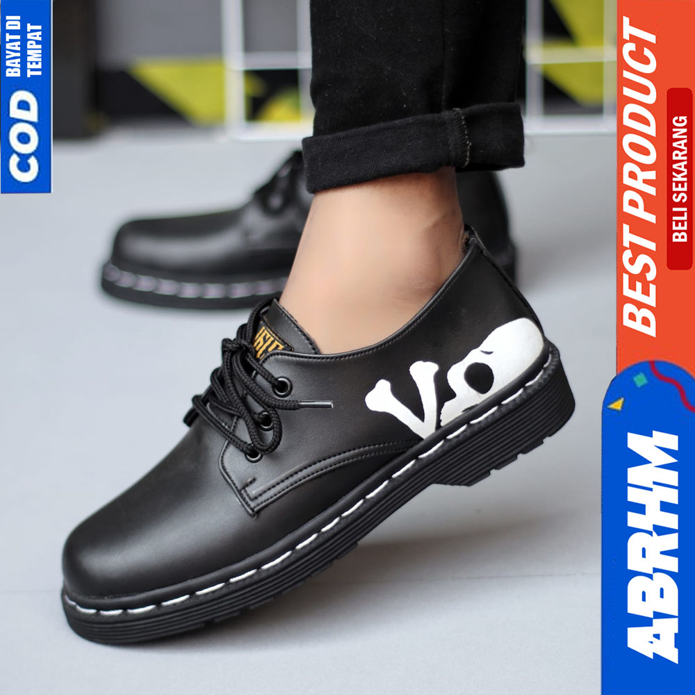 ABRHM Sepatu Pantofel Formal Docmart Hitam Pria