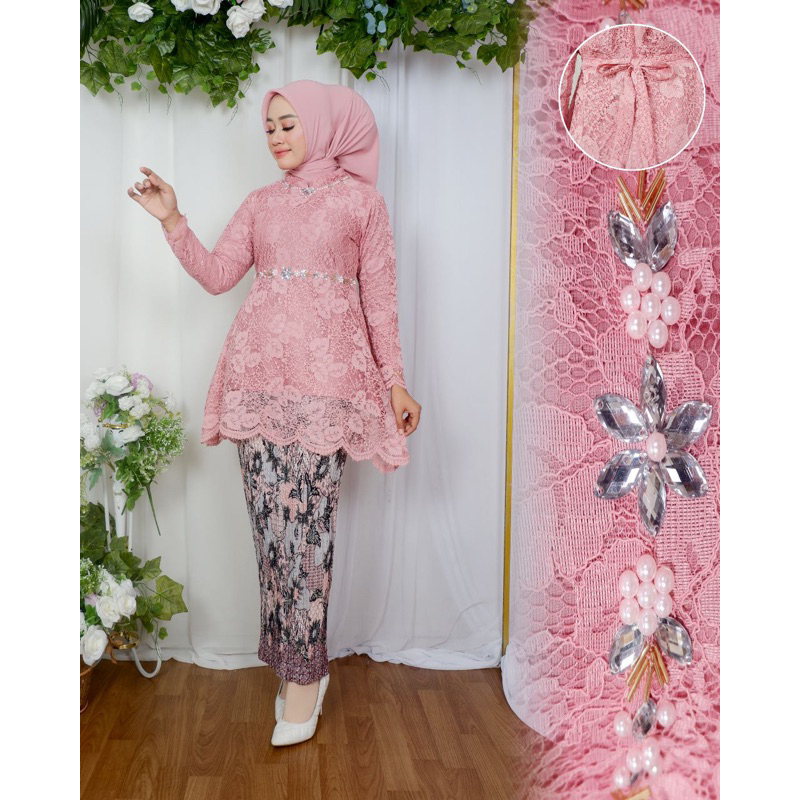 Permata Olshop / Setelan Kebaya Brukat Payet Marwah / Kebaya Brukat Modern / Kebaya Payet Mewah / Kebaya Wisuda / Kebaya Brukat / Kebaya Tunik Pesta