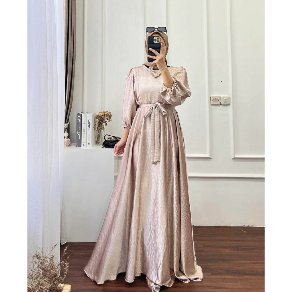 UNAYA DRESS BAHAN SANTORINI SILK (READY STOCK), DRESS KONDANGAN, DRESS MEWAH, PREMIUM DRESS, DRESS WANITA, DRESS TERBARU 2022, DRESS MURAH, DRESS WANITA TERBARU 2023