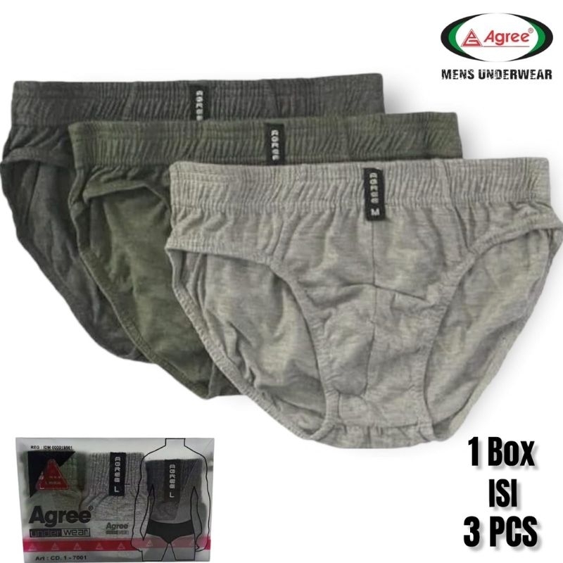 AGREE 7001 &amp; 7002 | CD Pria Agree Karet Dalam | Celana Dalam Pria Set 3pcs | Pakaian Dalam Pria