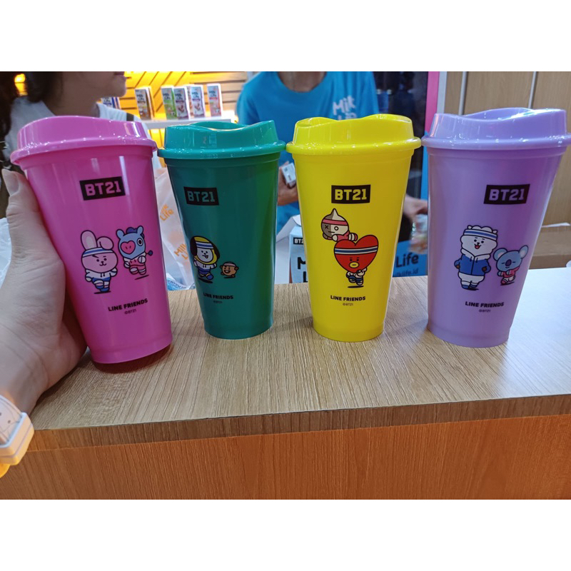 TUMBLER GELAS BT21 MILK LIFE OFFICIAL
