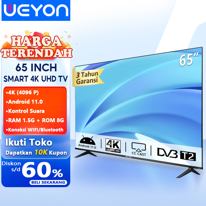 Weyon Sakura Smart TV 65 INCH/55 INCH/50 INCH 4K UHD TV Android 11.0 - Youtube/Netflix/Disney +/Dolby Audio - Bluetooth Connectivity - Voice Control