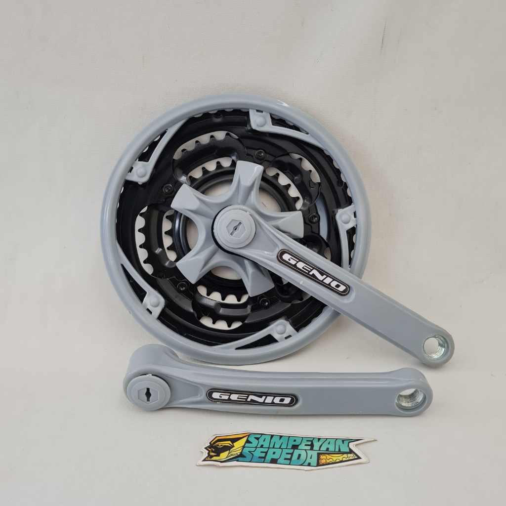Crank Set Genio Triple Speed Sepeda MTB Federal 28-38-48T Arm 170mm Gear Gir Depan Triple Speed