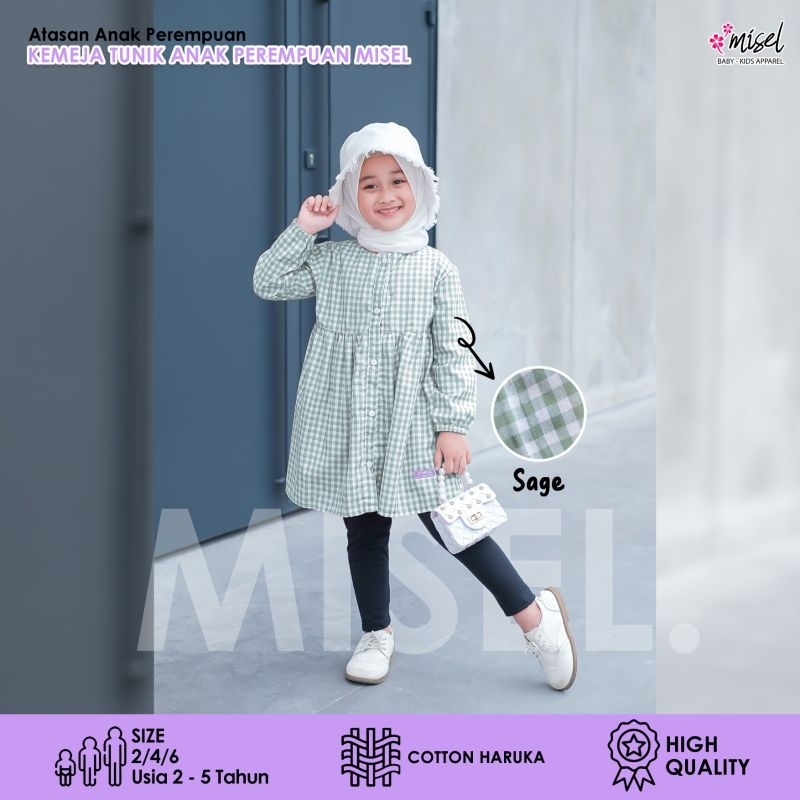 Baju Kemeja Tunik Anak Perempuan Cewek  Misel Usia 2 3 4 5 Tahun