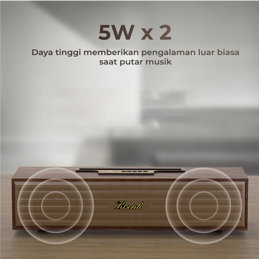 G11A Speaker Bluetooth Dengan Phone Holder Kisonli Kayu Asli Klasik Retro - ACS