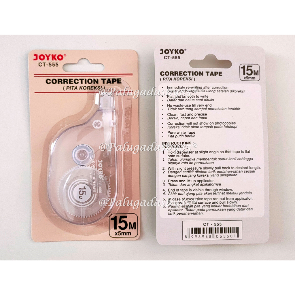 

(1 Biji) GROSIR Correction Tape Joyko CT-555 15 M x 5 mm / Correction Tape Pita Koreksi Joyko CT-555 / CT555 / CT 555