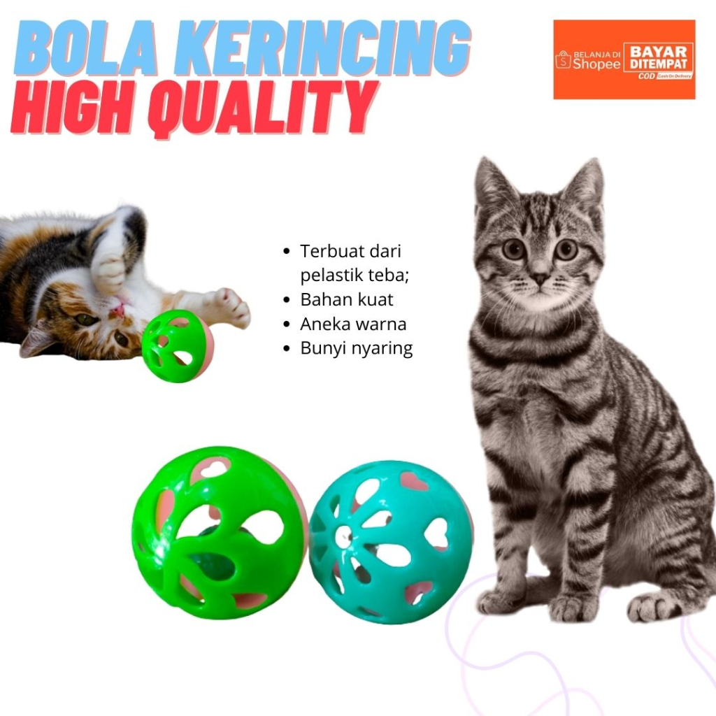 Mainan Kucing Anjing - Bola Kerincing Size S