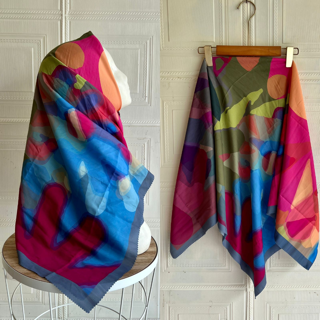 HIJAB VOAL MOTIF BUNGA SERIS NEON FUCHIA TERBARU//HIJAB SEGIEMPAT VOAL MOTIF TERBARU