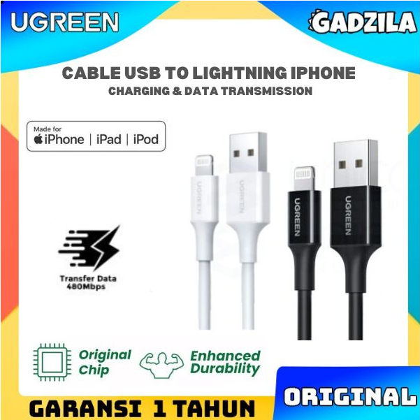 UGREEN Kabel Charger USB To Lightning Cable Data MFI Data Untuk Iphone 7 8 X XR 2.4a US155