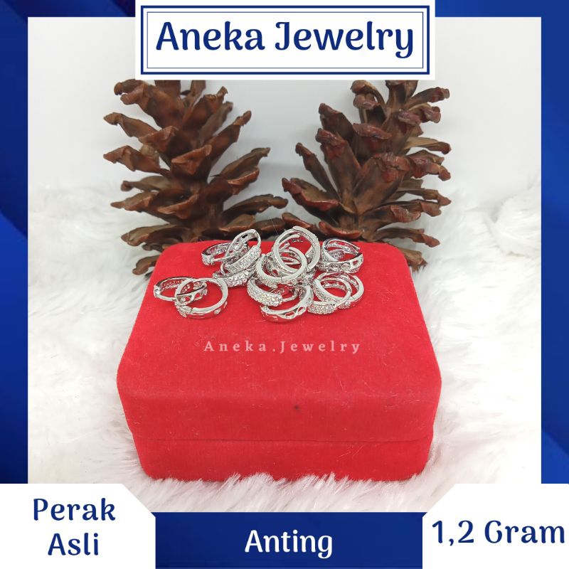 Anting Jepit Donat Full Mata, Perak 925