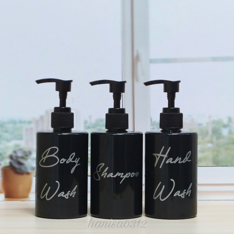 Botol Pump 250ml Aesthetic Hitam Glossy Tebal Pump Lotion Luxury Silver / Botol Sabun Cair Pump