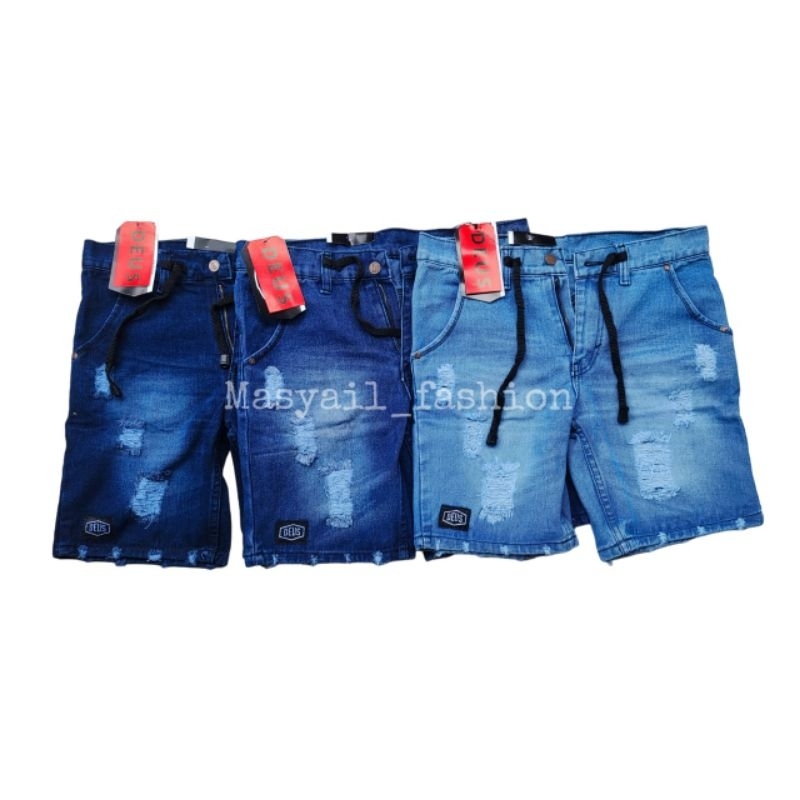 Celana Pendek Pria Bahan Jeans Sobek Ukuran Jumbo Tebal Trendy Terlaris (28-33)