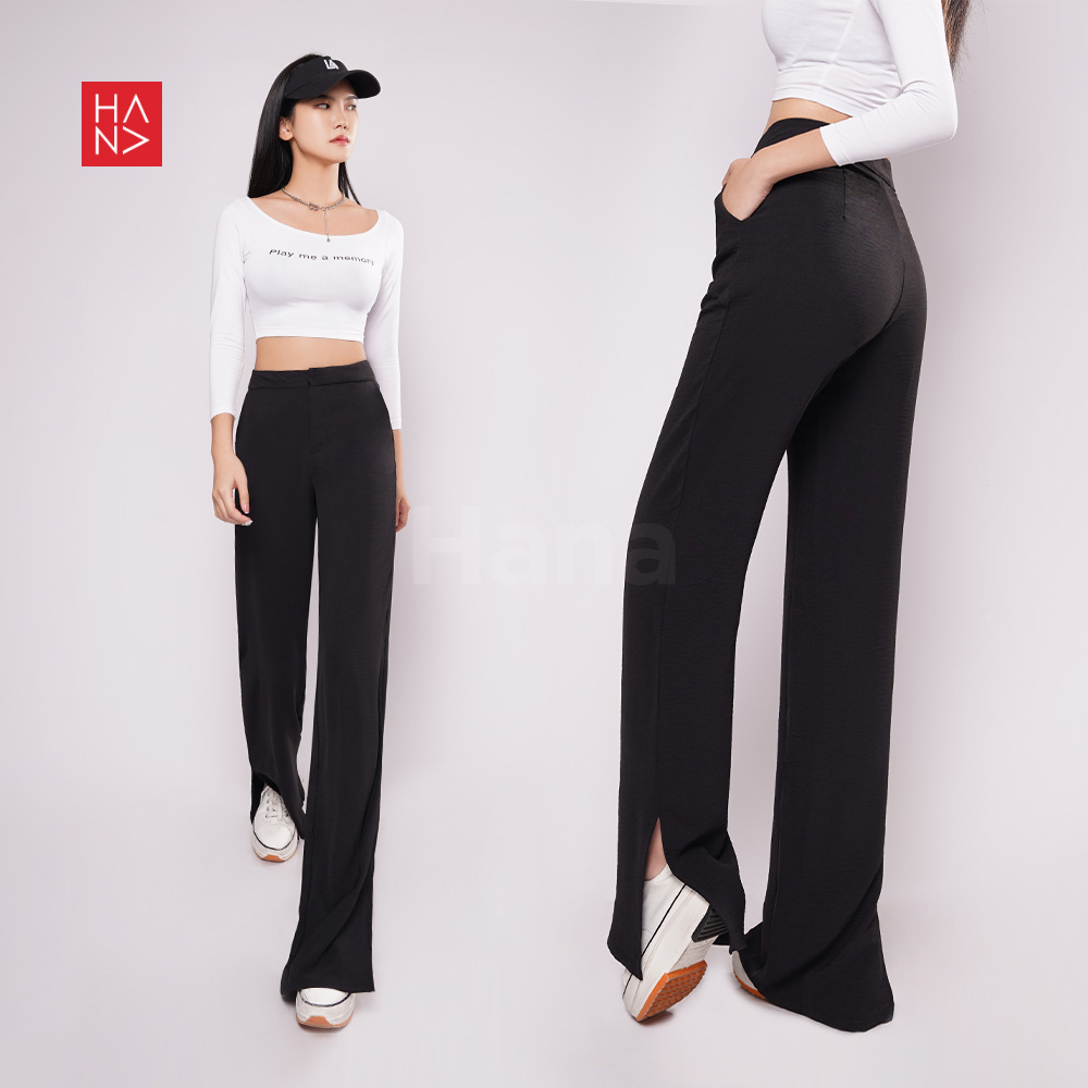 Hana Fashion - Petra Slit Loose Pants Celana Panjang Wanita Kerja - LP050