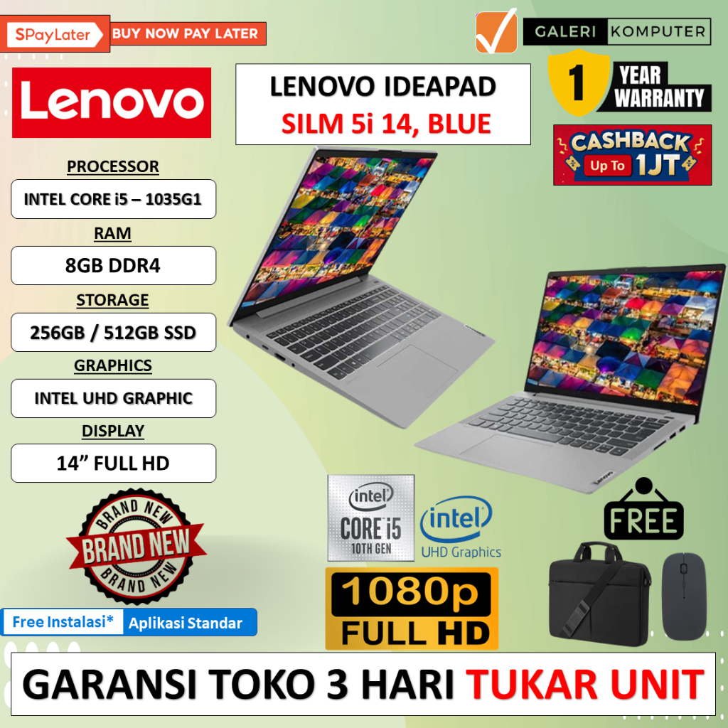 LENOVO IDEAPAD SLIM 5I 14 INTEL I5 1035G1 8GB 256GB 14.0 FHD WINDOWS 11 HOME
