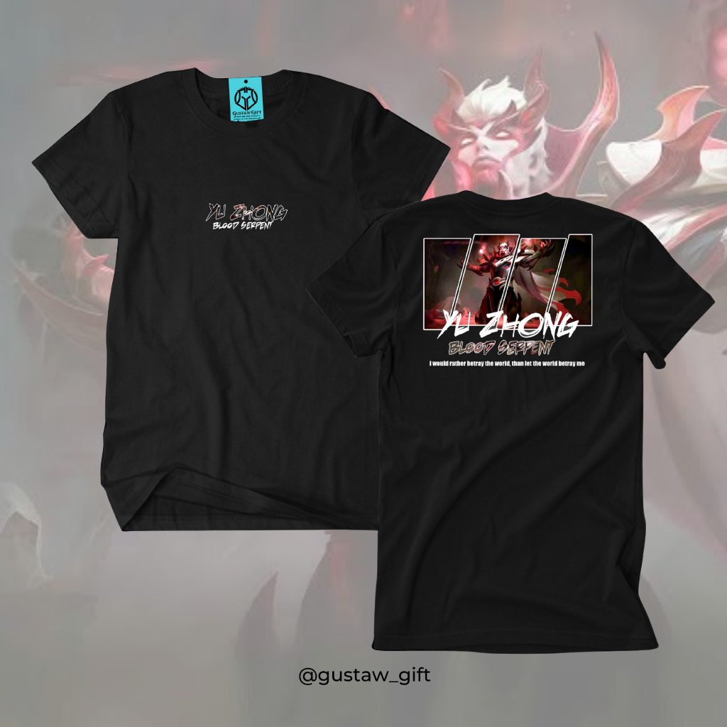 GG T-Shirt YU ZHONG Collector skin Blood Serpent Mobile Legends Kaos Custom Katun Slim-fitting