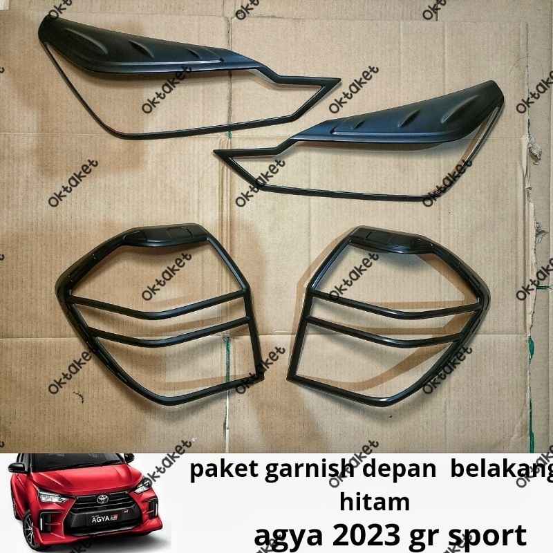 paket garnish lampu depan belakang Agya 2023 2024 2025 Hitam Chrome Carbon