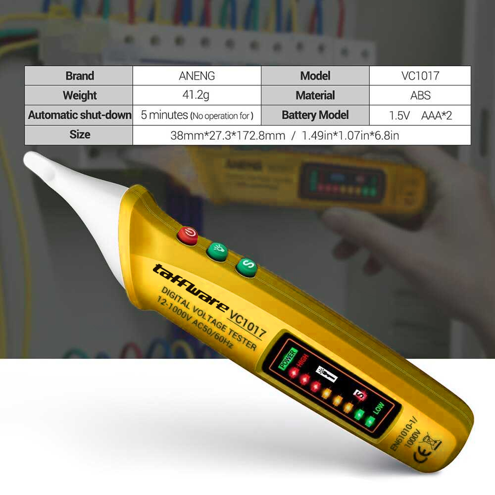 Taffware Tester Pen Non Contact AC Voltage Alert Detector 12V-1000V - VC1017