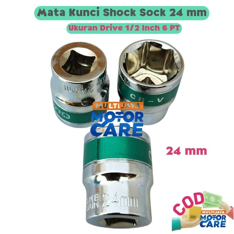 Mata Kunci Shock 1/2 Inch 6 PT Ukuran 12 14 17 19 22 24 mm