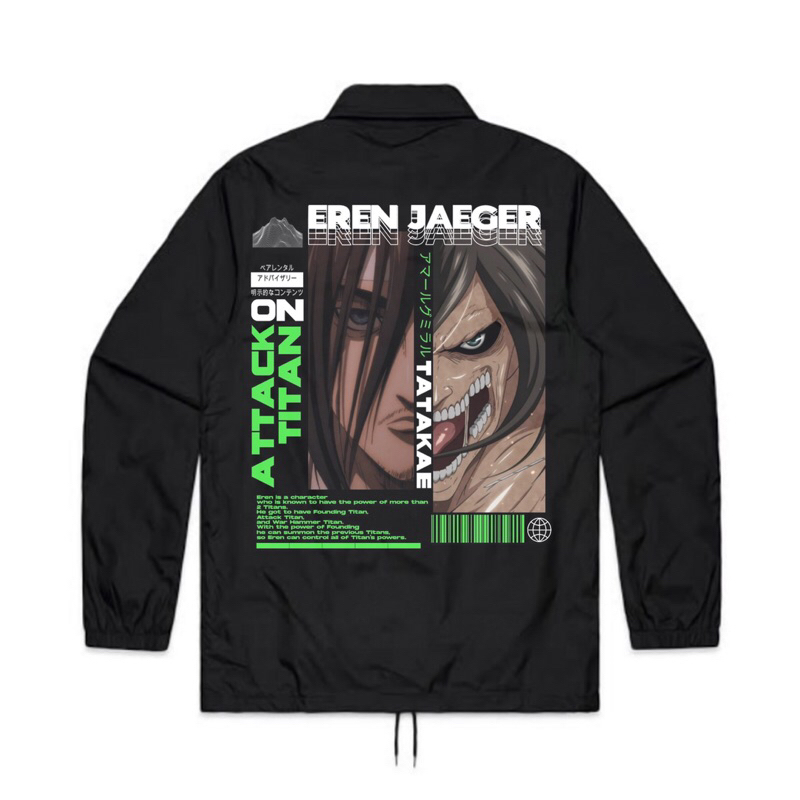 JAKET COACH ANIME ATTACK ON TITAN “ EREN JAEGER “ | COACH JAKET PARASUT ANIME ATTACK ON TITAN | JAKE