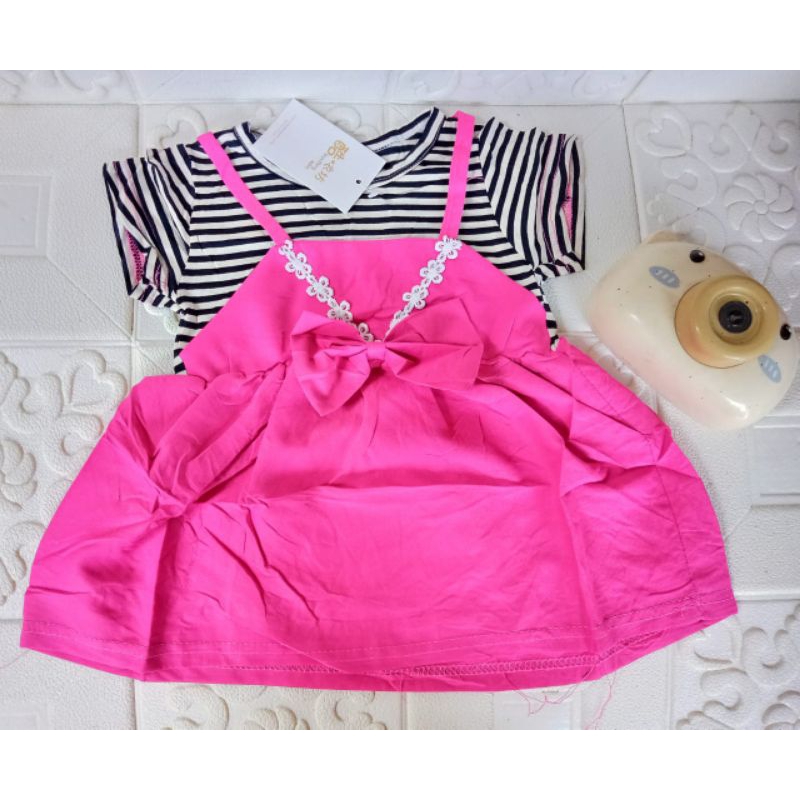 (0-4 Tahun) Dress Anak import overall pita salur kotak /Baju Bayi Perempuan 100% KATUN PREMIUM QUALITY IMPORT