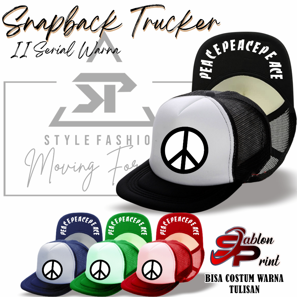 Topi peace / topi Snapbac truker peace premium high quality best seller