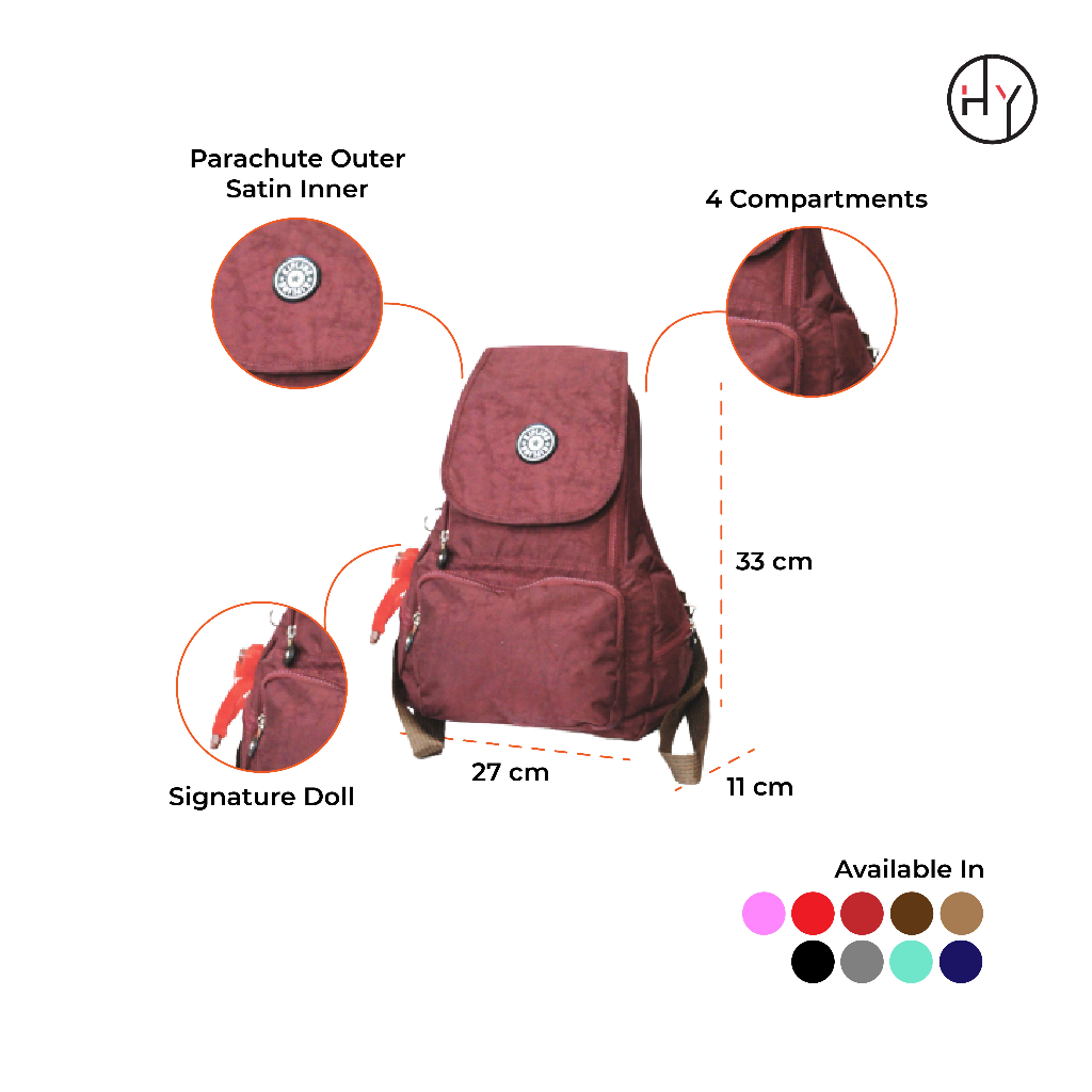 HYBRAND [LP19] - MINI RANSEL BACKPACK BAHAN PARASUT IMPOR TAS SEKOLAH KULIAH KERJA