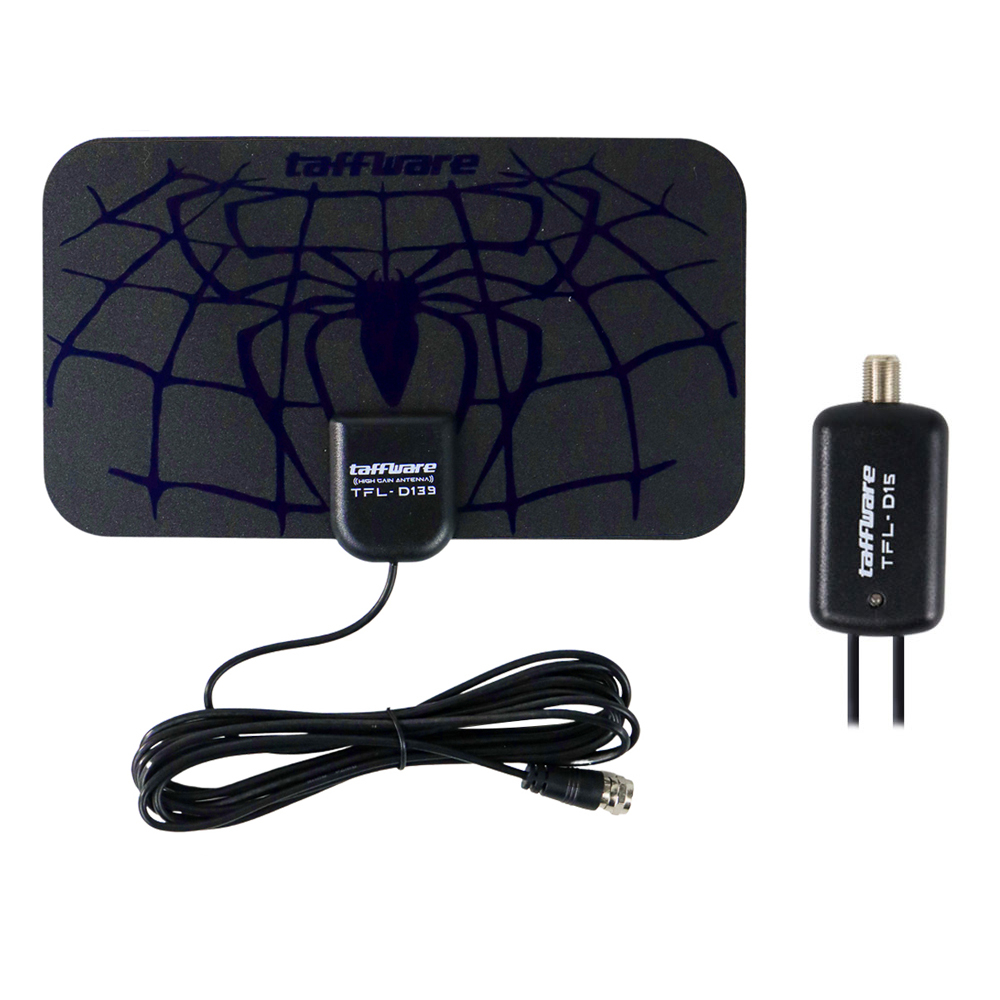 Taffware Antena TV Digital DVB-T2 25dB Spider Pattern Signal Booster - TFL-D139 - Black