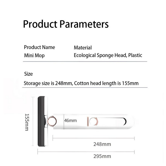 Alat Pel Mini Mop Portable Pembersih Ruangan Lantai Layar Kaca Meja