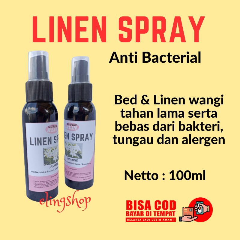 Linen Spray Anti Bacterial Pewangi Pengharum Parfum Sprei Selimut Baju Pakaian Karpet Ruangan Aroma Jasmine 100 ml