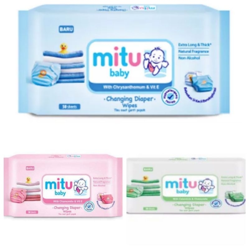 Mitu Baby Extra Thick 50 sheet dan   Blue Tisu Basah