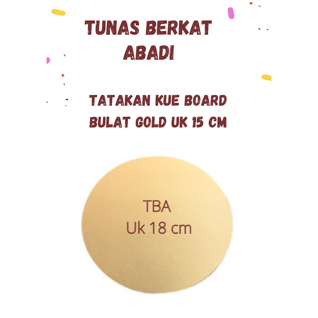 Tatakan kue Gold Bulat 18 cm / Greyboard Bulat Gold 18 cm / Cake Board Gold Bulat 18 cm @25 pcs