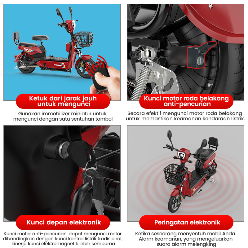 Geekman Sepeda Listrik 45Km Baterai 48v 12ah Sepeda Listrik Dewasa Dengan Pedal dan Lampu Garansi Resmi