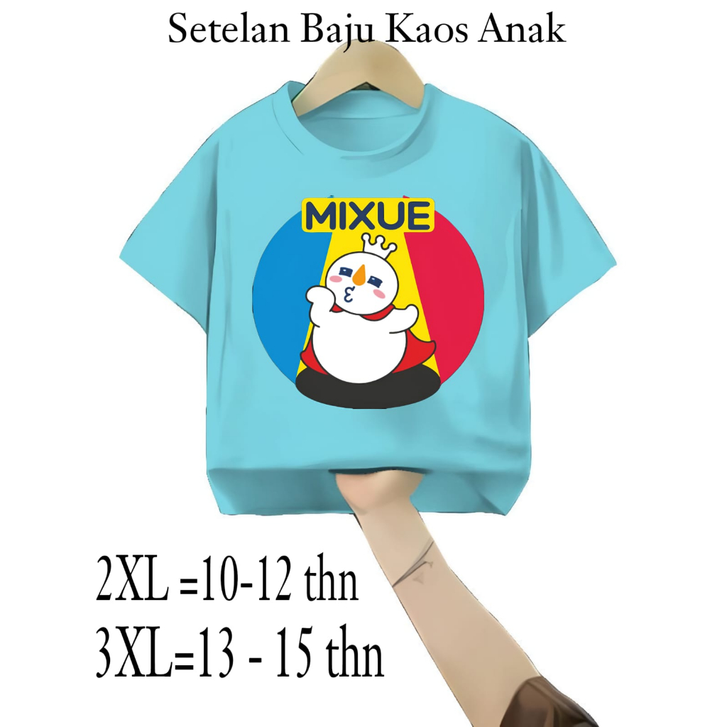 Hzl_Outfit Kaos Baju Mixue Rainbow Anak Tanggung 10-15 Tahun