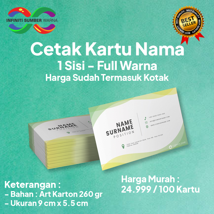 

Cetak Kartu Nama 100 kartu Gratis Box Tanpa Minimal Order 1 Sisi Full Warna