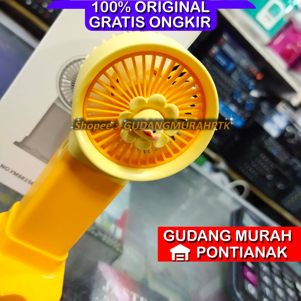 Kipas Cas Bisa Bawa Bawa Minifan Charge Portable Model Bunga Kepala Hewan/Animal Warna Random Angin kencang dan lembut
