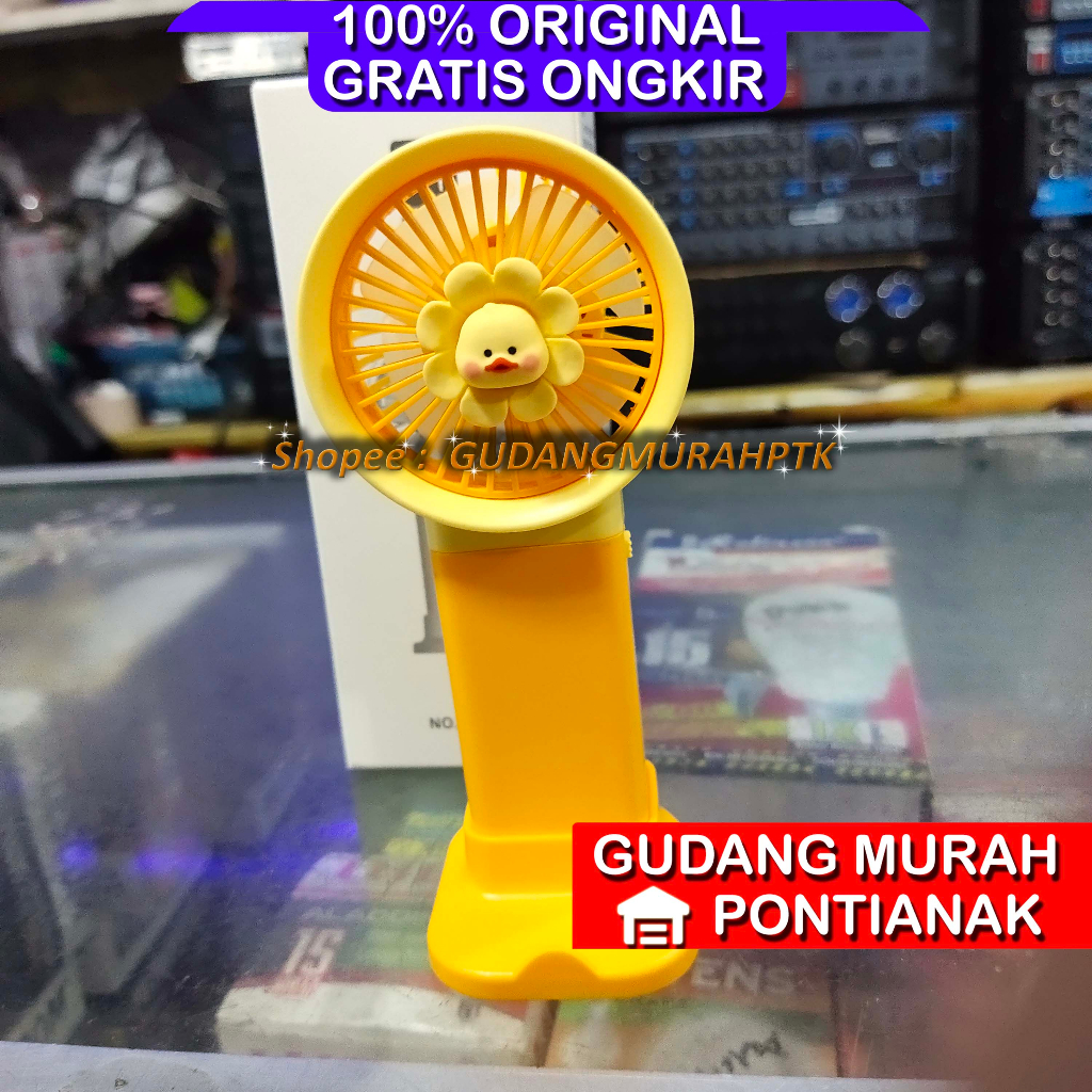 Kipas Cas Bisa Bawa Bawa Minifan Charge Portable Model Bunga Kepala Hewan/Animal Warna Random Angin kencang dan lembut