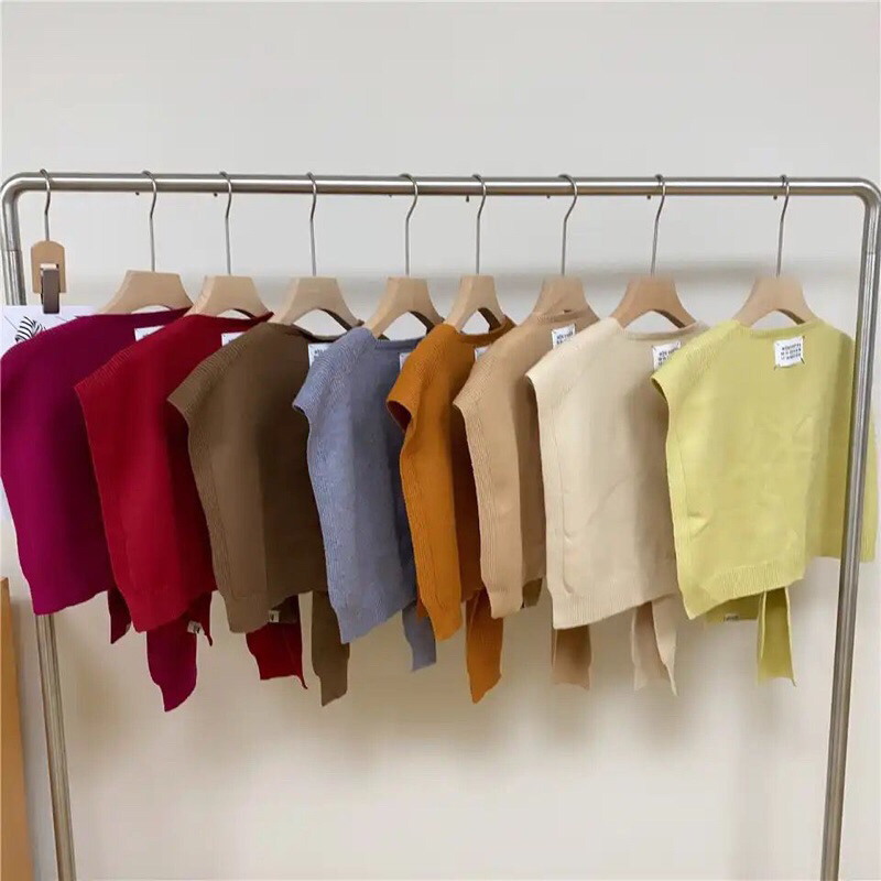 MISSCHA - Cape outer luaran vest rompi wanita impor rajut halus korea sweater warna warni pastel