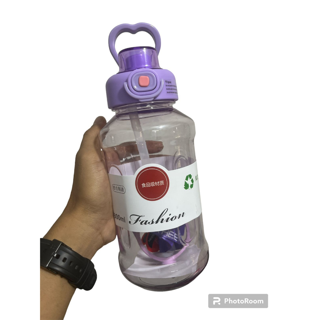 New Botol Minum Import Heenoor Fashion Kapasitas 1300ml Dilengkapi Sedotan Tali Anti Tumpah HX 286 Bpa Free