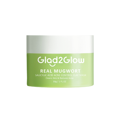 (BPOM)Glad2Glow Real Mugwort Clay Mask Salicylic Acid 30gr /Masker Penghilang komedo dan jerawat/Centella Masker Wajah Mud mask