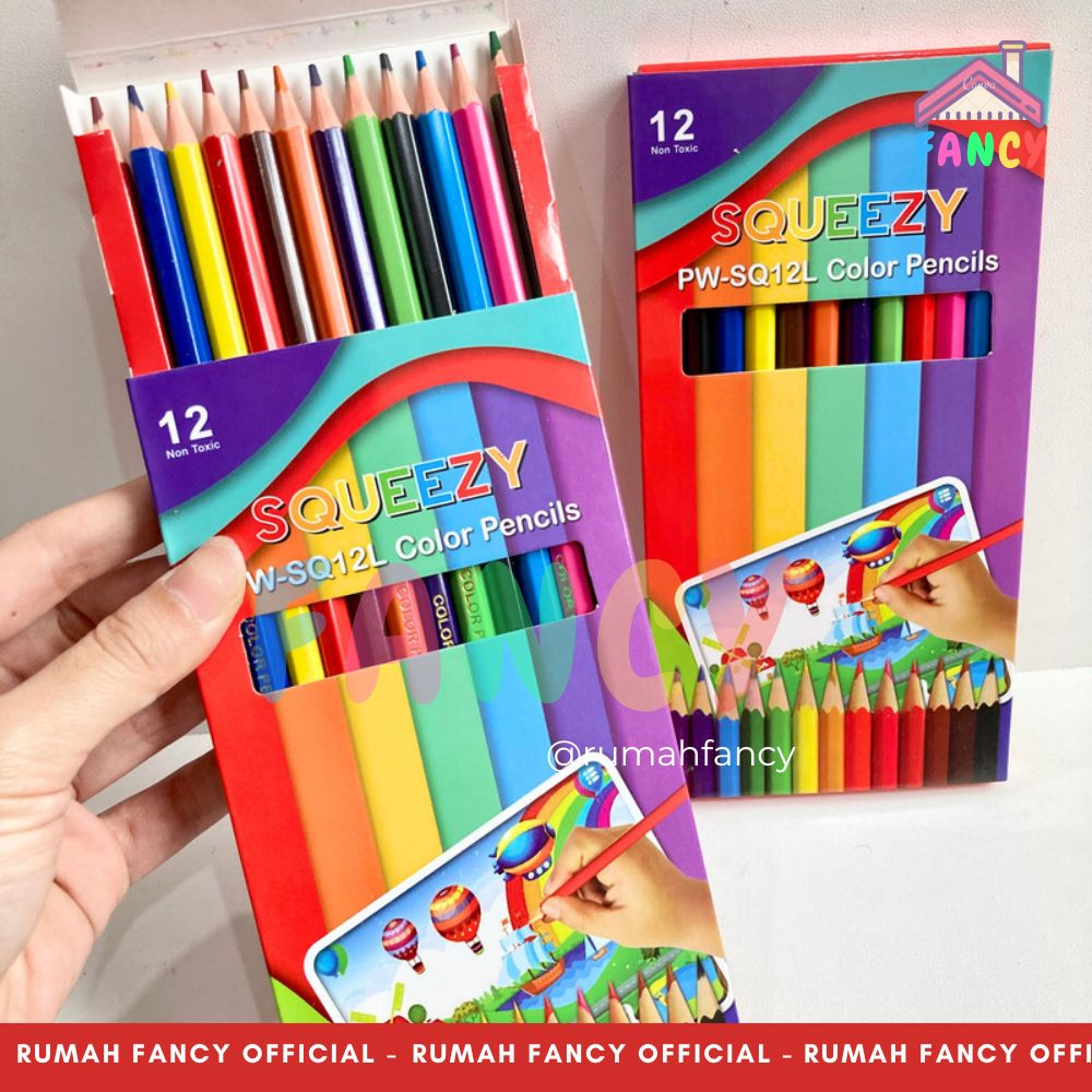 

Pensil Warna Anak SQUEEZY / VANCO 12 Warna / Pensil Warna Kayu Squeezy 12 Warna Panjang / 12 warna Squeezy pendek