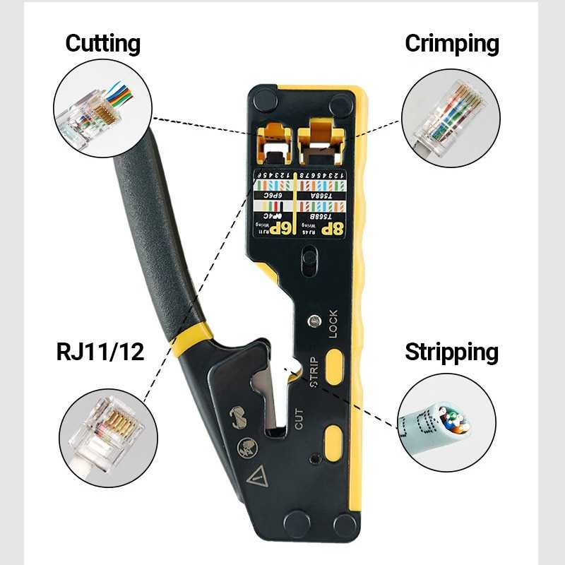 Alat Crimping RJ45 Pass Through Cutter for CAT6 CAT5 CAT5E Alat Multifungsi Cutting Stripping Modifikasi Konektor