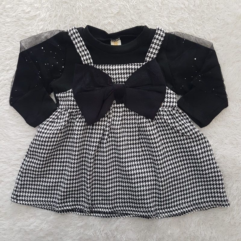 Dress Bayi Import tweed Gambit puff